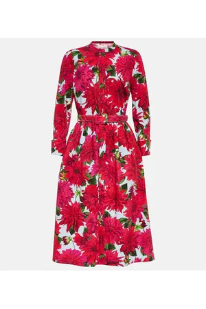 Oscar de la Renta Floral cotton-blend poplin midi dress