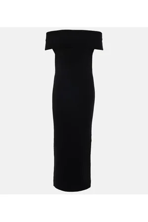 Totême Ribbed-knit off-shoulder midi dress