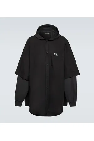 Balenciaga Patched cotton poplin and fleece jacket