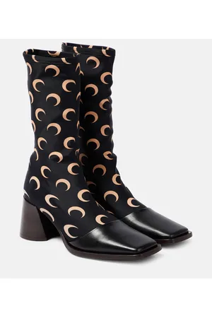 Marine Serre Printed leather-trimmed sock boots