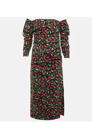 Carolina Herrera Off-shoulder cotton-blend midi dress