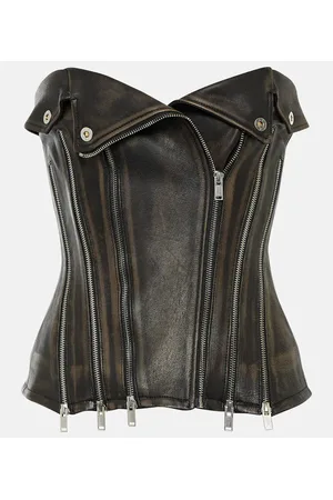 DION LEE Strapless leather top