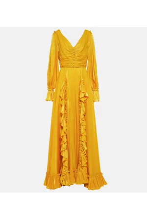 Costarellos Ruffle-trimmed gown