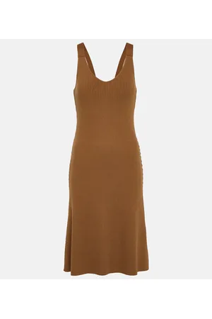 Vince Ribbed-knit cotton-blend midi dress