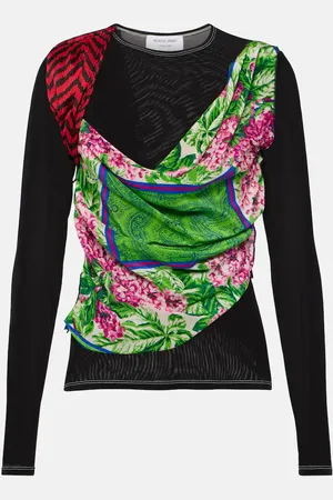 Marine Serre Silk Scarves draped jersey top