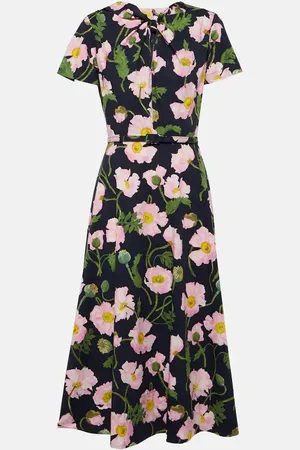 Oscar de la Renta Floral cotton poplin midi dress