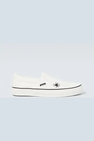 UNDERCOVER Embroidered cotton canvas slip-on shoes