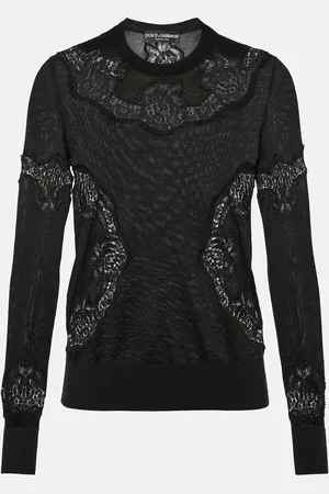 Dolce & Gabbana Lace-trimmed cashmere-blend sweater
