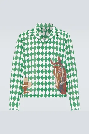 BODE Jockey printed cotton shirt