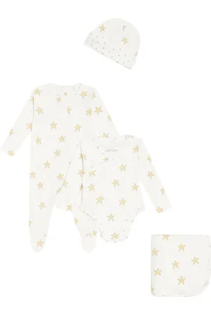 Stella McCartney Baby cotton playsuit, hat, and blanket set