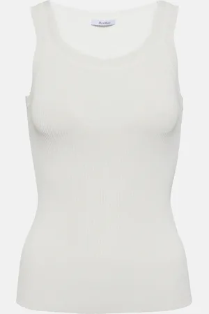 Max Mara Zemira ribbed-knit crÃªpe tank top