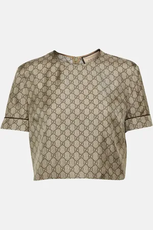 Gucci GG printed silk twill crop top