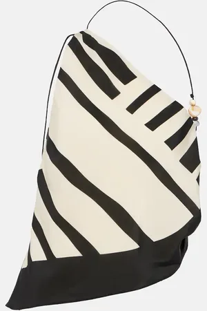 SIR Arte printed one-shoulder silk satin crop top