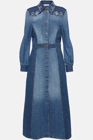 Chloé ChloÃ© Embroidered denim shirt dress