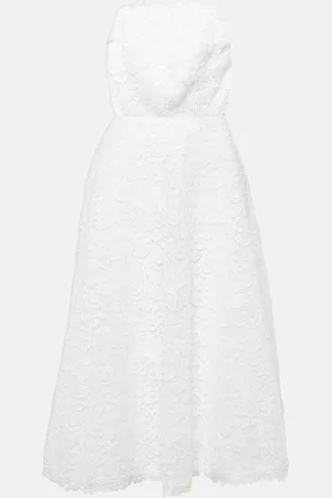 Carolina Herrera Strapless floral lace midi dress