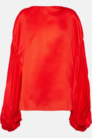 Khaite Quico puff-sleeve silk gazar top