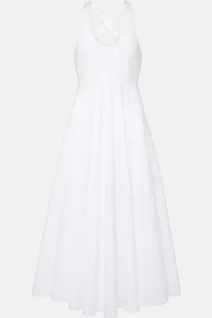 Alaïa AlaÃ¯a Open-back cotton poplin midi dress