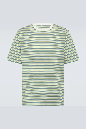 Auralee Striped cotton gauze T-shirt