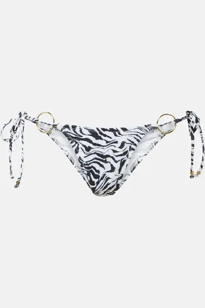 Bananhot Ring-detail zebra-print bikini bottoms