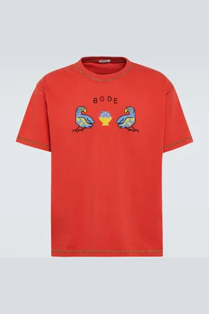 BODE Twin Parakeet embroidered cotton T-shirt