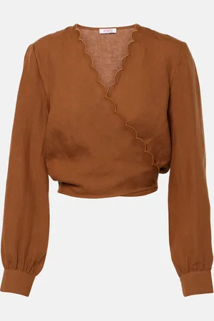 ERES Joli scalloped linen wrap top