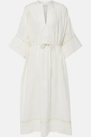 YVES SALOMON Belted cotton-blend maxi dress
