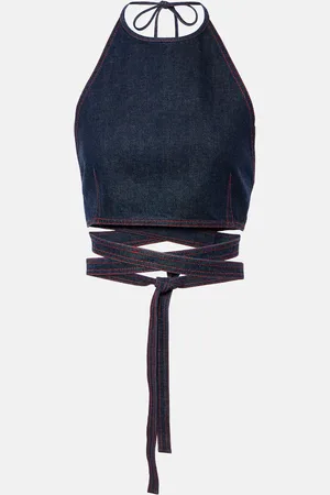 Alaïa AlaÃ¯a Halterneck denim crop top