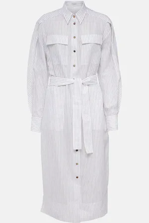 Brunello Cucinelli Striped cotton and silk-blend shirt dress