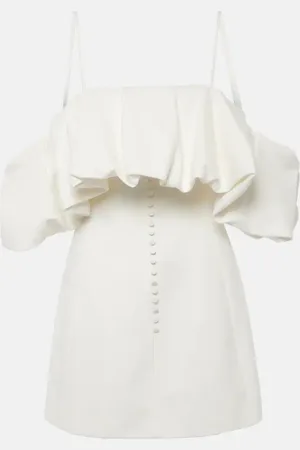 Simkhai Puff off-shoulder cotton and linen minidress