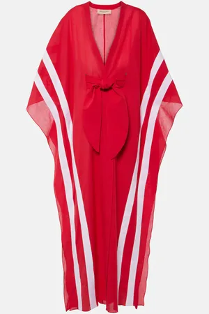 Adriana Degreas Striped cotton chambray kaftan
