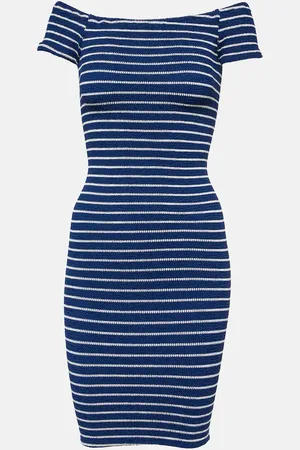 Hunza G Grace striped off-shoulder midi dress