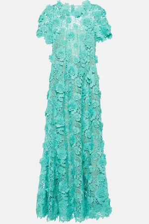 Oscar de la Renta Floral guipure lace midi dress