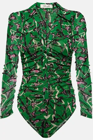 Diane von Furstenberg Giorgi printed mesh bodysuit