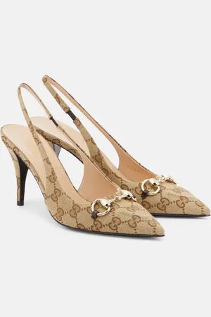 Gucci Horsebit GG Canvas slingback pumps