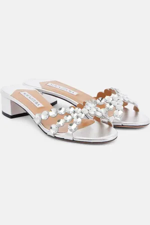 Aquazzura Crystal Mirage embellished leather mules