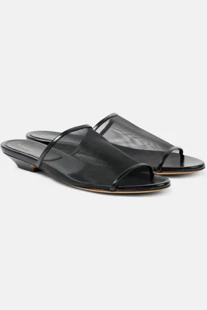 Khaite Marion leather-trimmed mesh mules