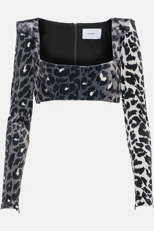ALEX PERRY Leopard-print velvet crop top