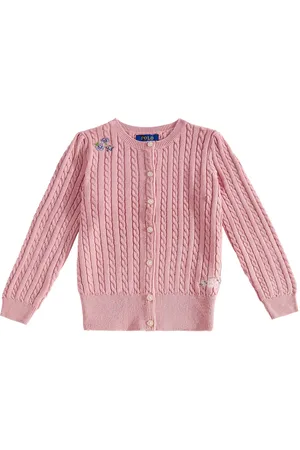 Ralph Lauren Embroidered cable-knit cotton cardigan