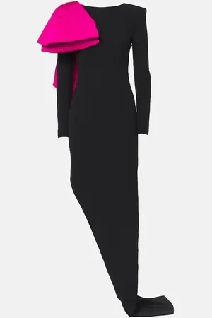 Safiyaa Ines bow-detail faille gown