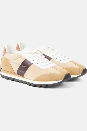 Hogan Leather-trimmed suede sneakers