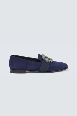 Manolo Blahnik Carlton embellished suede loafers