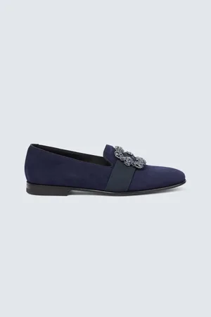 Manolo Blahnik Carlton embellished suede loafers