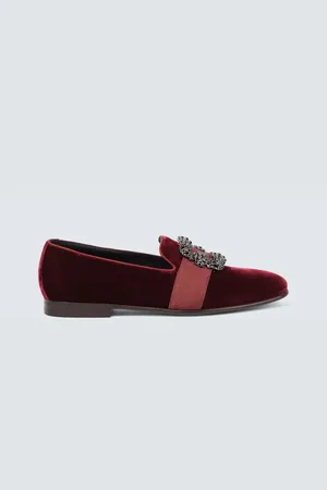 Manolo Blahnik Carlton embellished velvet loafers