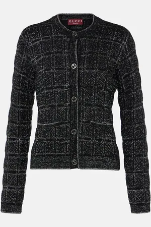 Gucci Checked wool-blend lamÃ© cardigan