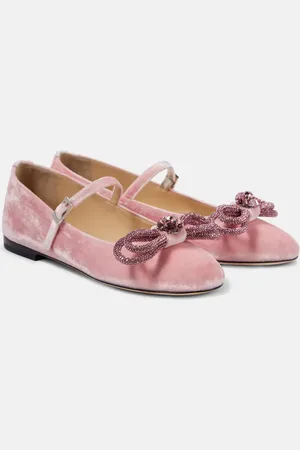 Mach & Mach Double Bow velvet ballet flats