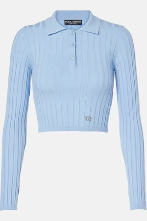 Dolce & Gabbana Ribbed-knit cropped polo sweater