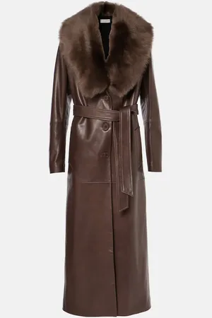 Nour Hammour Dakota shearling-trimmed leather trench coat