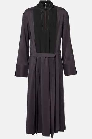 Joseph Pleated wool and silk midi dress