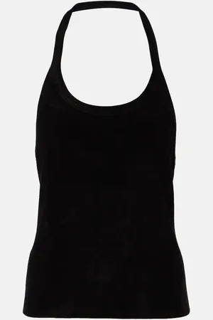 Stouls Cherry halterneck suede top