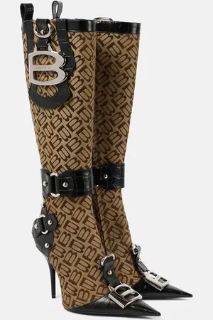 Balenciaga Essex leather-trimmed knee-high boots